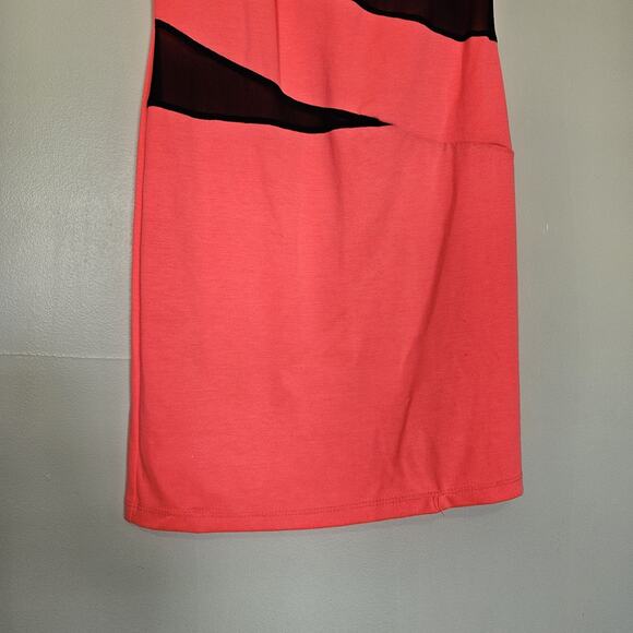 Vtg Y2K 90s Deb Mini Dress Size L One Shoulder Mesh Hot Pink Black Party HOCO - Picture 2 of 11